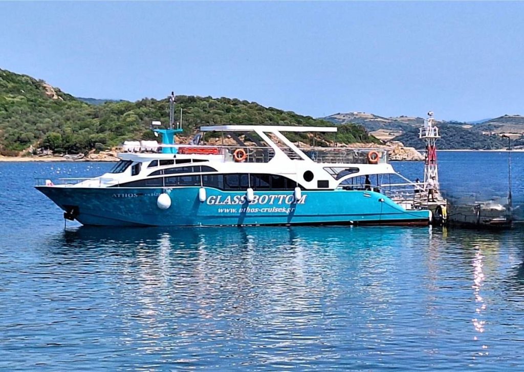 Blue Boat for Blue Lagoon Cruise in port Ormos Panagias