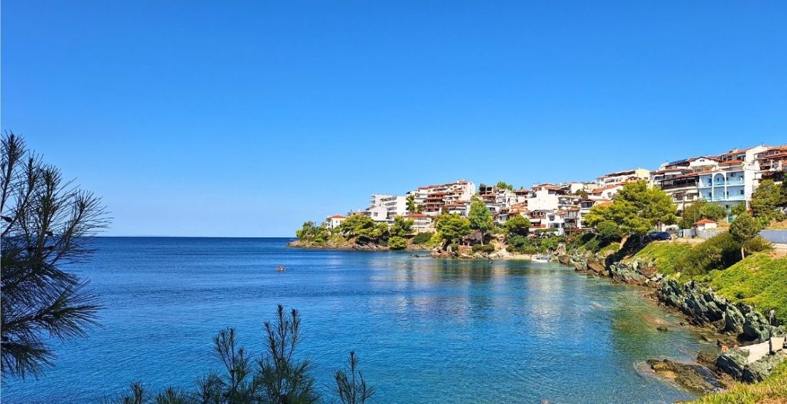 Neos Marmaras in Sithonia with blue sea