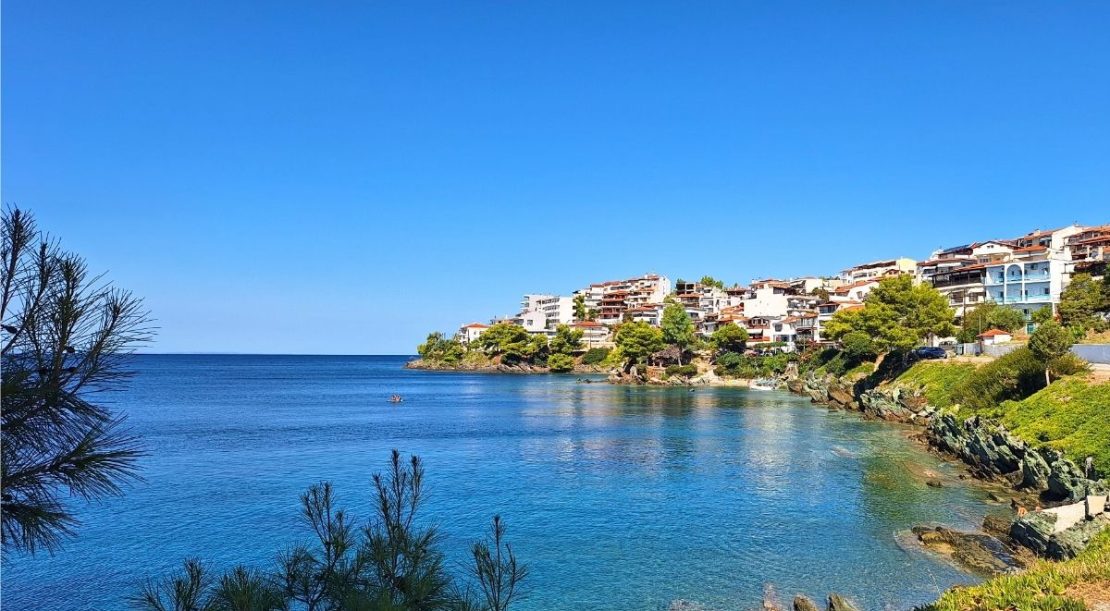 Neos Marmaras in Sithonia with blue sea