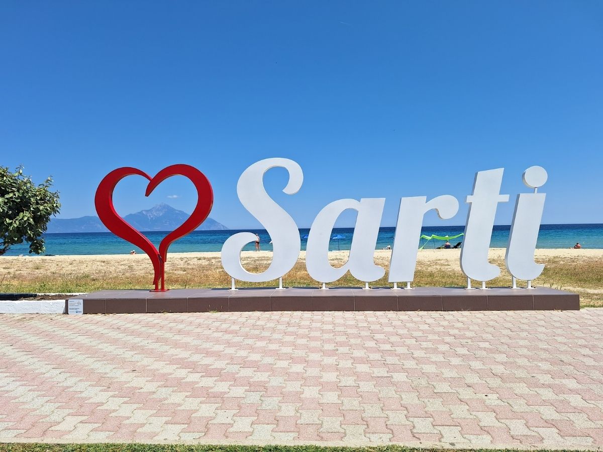 I love Sarti landmark on the seaside facing Mount Athos